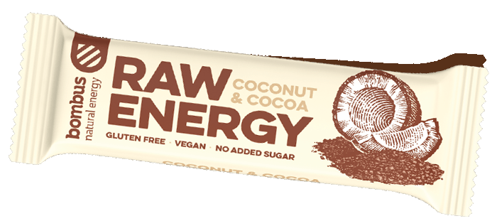 Tyčinka BOMBUS Raw energy - Coconut+Cocoa 50g