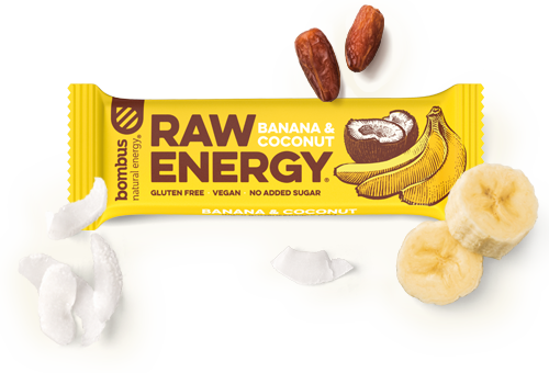 Tyčinka BOMBUS RAW ENERGY Banana&Coconut 50g