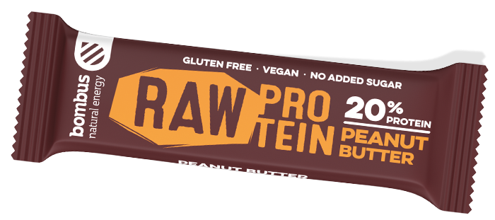 Proteínové tyčinky a sušienky BOMBUS Raw protein-Peanut butter 50g