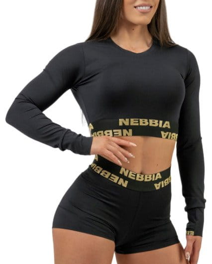 Tričko dlhým rukávom NEBBIA Women s Long Sleeve Crop Top INTENSE Perform Gold
