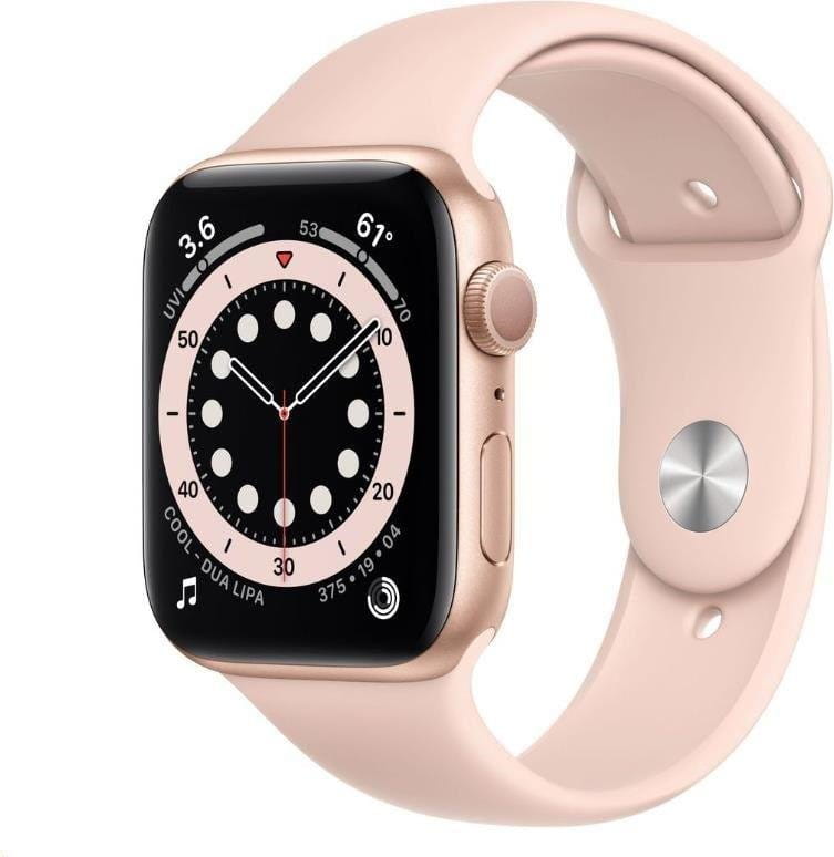 Hodinky Apple Watch S6 GPS, 44mm Gold Aluminium Case with Pink Sand Sport Band - Regular