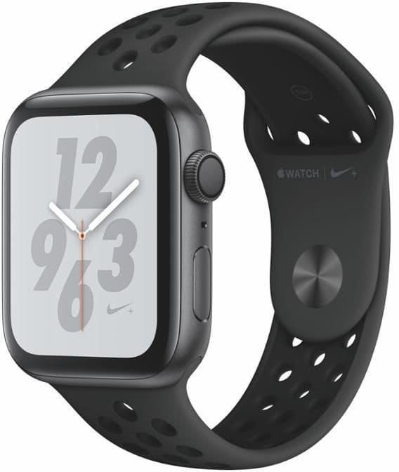 Hodinky Apple Watch + Series 4 GPS, 44mm Space Grey Aluminium Case with Anthracite/Black Sport Band