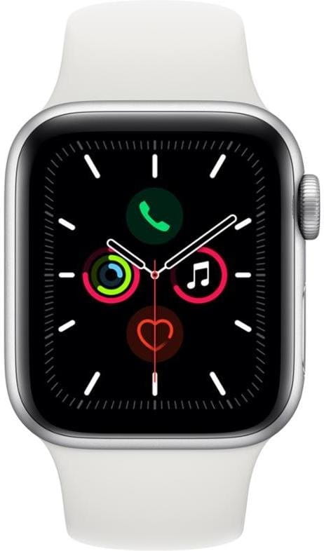 Hodinky Apple Watch Series 5 GPS, 40mm Silver Aluminium Case with White Sport Band