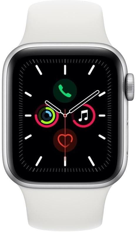 Hodinky Apple Watch Series 5 GPS, 44mm Silver Aluminium Case with White Sport Band