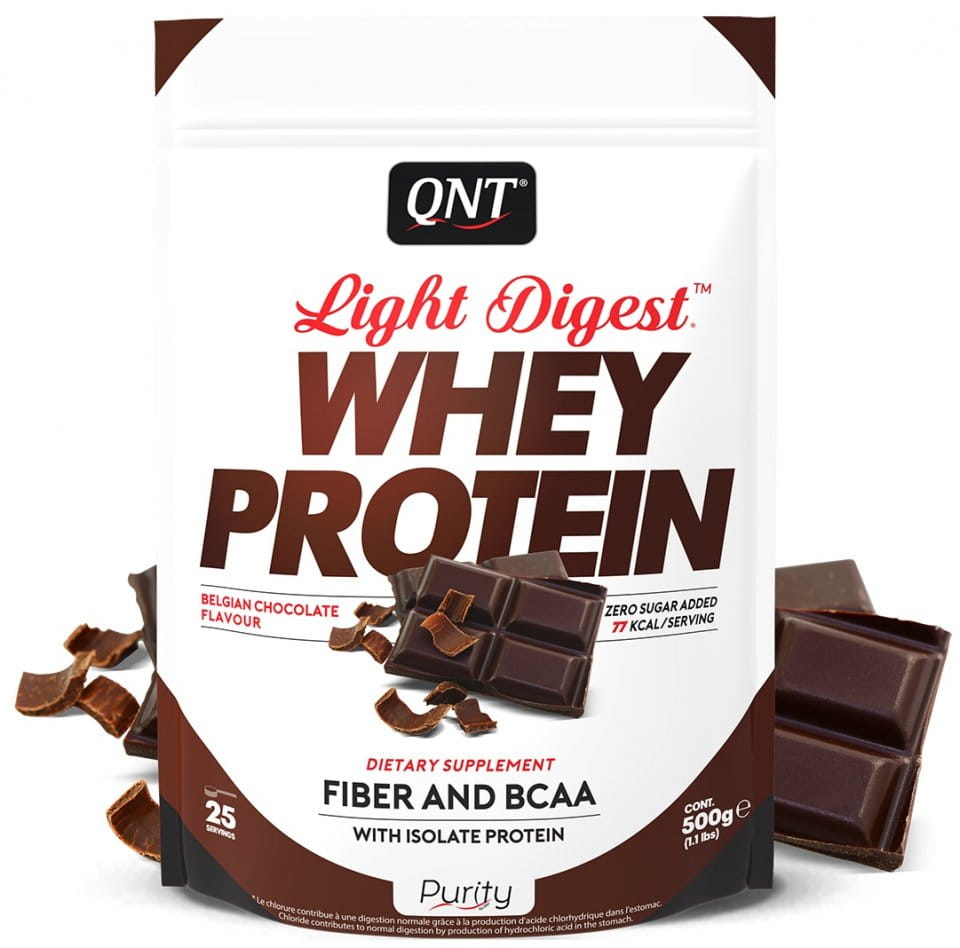 Proteínové prášky QNT LIGHT DIGEST Whey Protein Příchuť Belgická čokoláda - 500 g