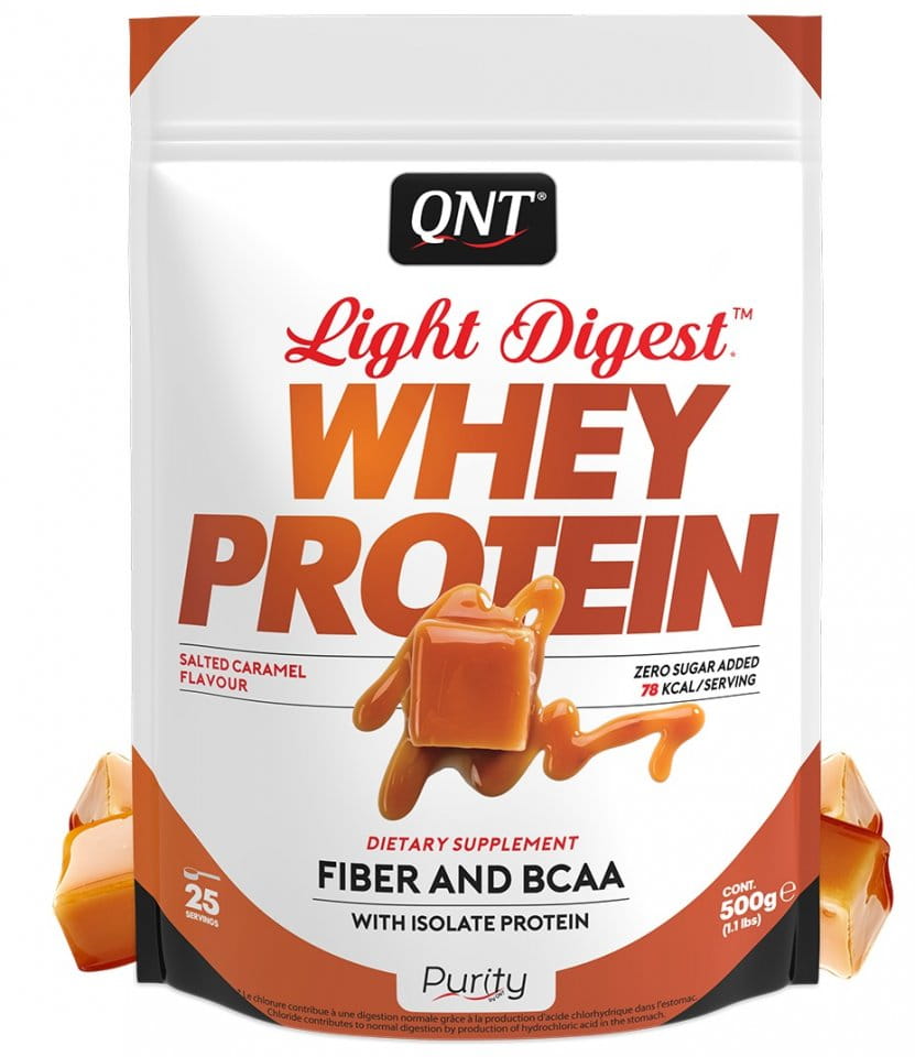 Proteínové prášky QNT LIGHT DIGEST Whey Protein Příchuť Slaný karamel - 500 g