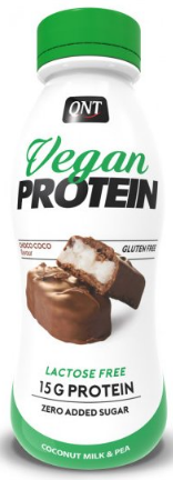 Proteínové nápoje a smoothie QNT VEGAN SHAKE (15 g protein & low sugar) Lactose free 310 ml Choco-coco